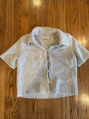 Abercrombie & Fitch Light Blue Short-Sleeve Button Front Cardigan